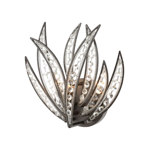 Naples 2-Light Sconce In Dark Graphite With Clear Crystal